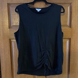 Chic Black Sleeveless Top with Ruched Detail!